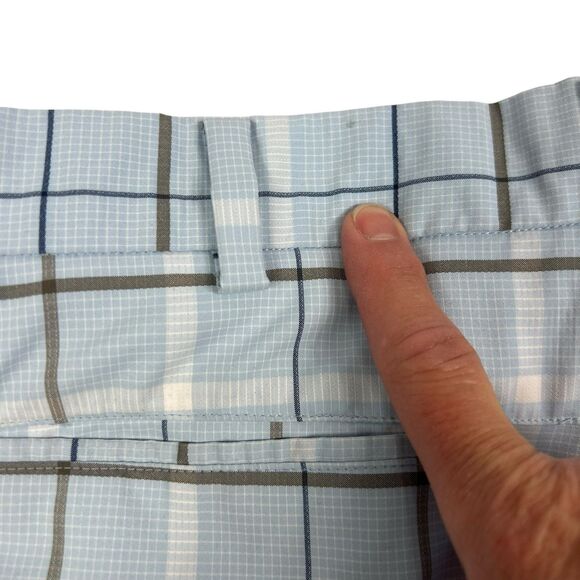 Nike Golf Shorts Men’s 34 Blue Gray Plaid Flat Front 12” Inseam Mid Rise - Picture 6 of 11